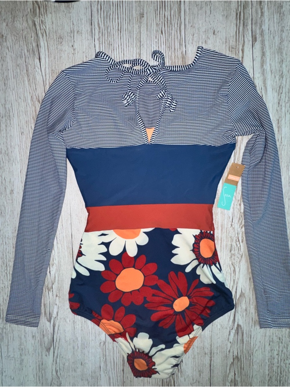 NWT Seea Hermosa Long Sleeve One Piece Swimsuit Bathing Suit Marguerite S - Picture 6 of 16